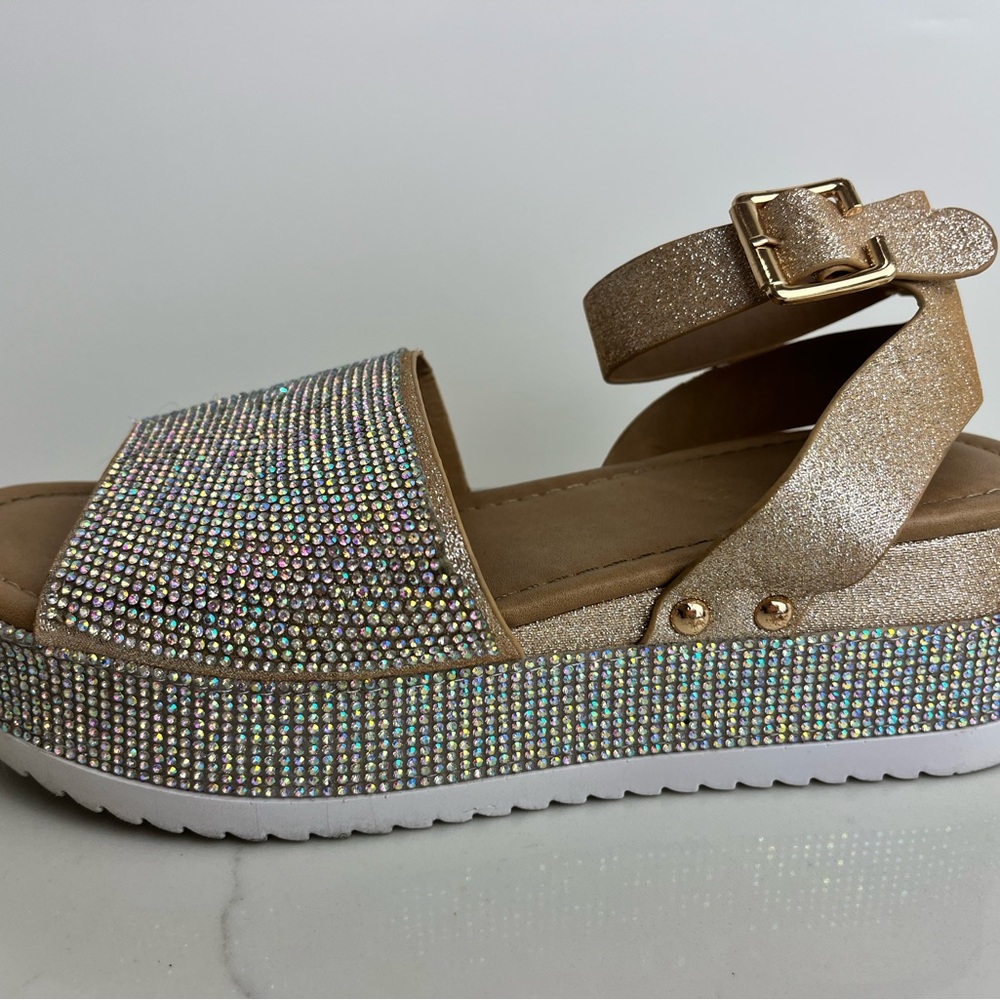All Over Rhinestone Platform Sandals - Picture 12 of 16